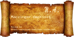 Maczinger Ametiszt névjegykártya